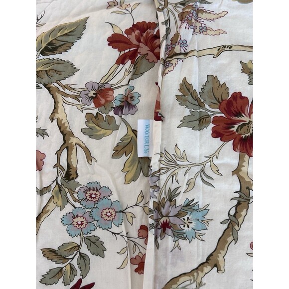 Set of 2 Waverly Charleston Chirp Bird Floral King Pillow Shams Scalloped Edge - Picture 8 of 12